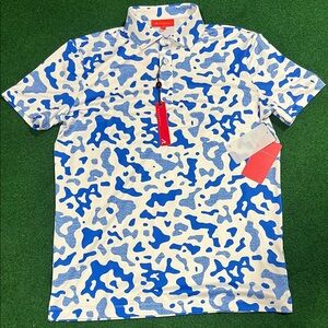 Stylish Blue and White Patterned Men's Polo Shirt